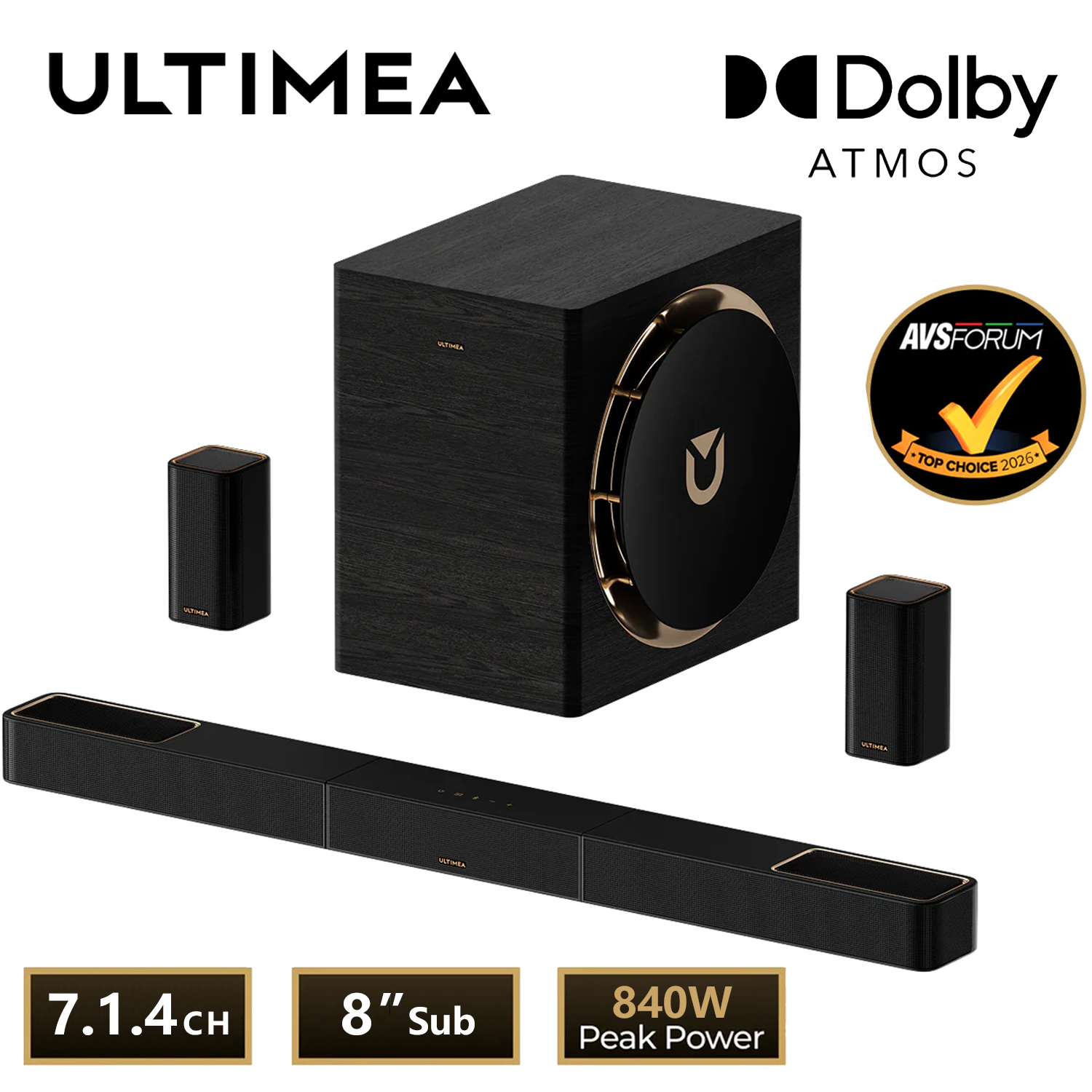 Home Cinema Dolby Atmos 7.1 - ULTIMEA 840W 7.1.4ch Soundbar for TV