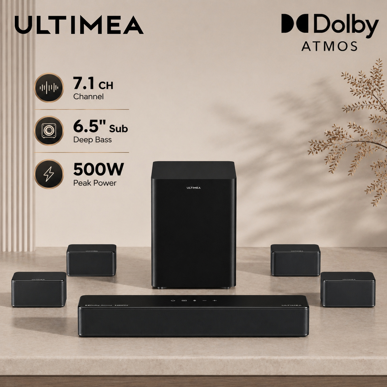 Home Cinema Dolby Atmos 7.1 - ULTIMEA Poseidon D80 Boom 7.1ch 500W