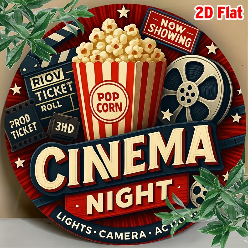 Home Cinema Night - 2D Retro Movie Metal Wall Art