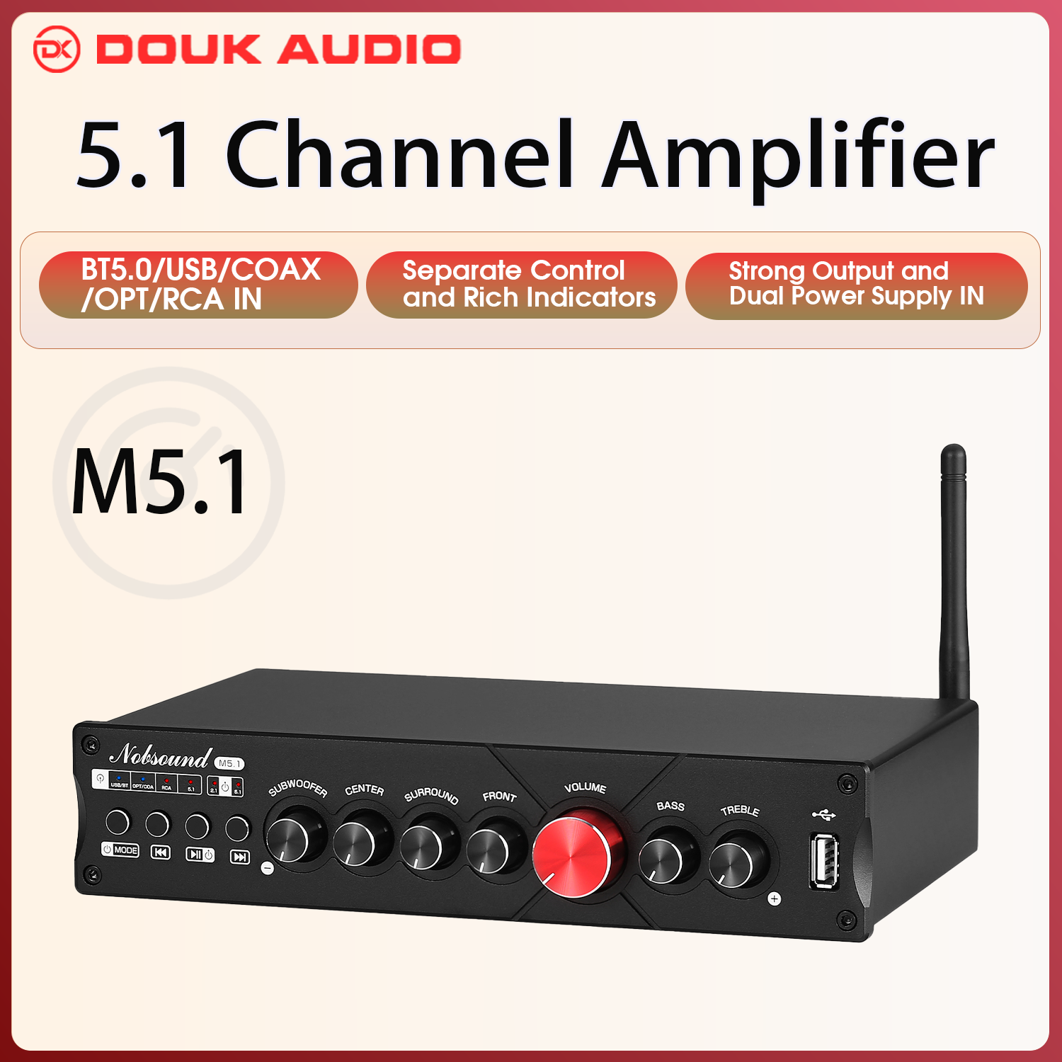 Home Cinema Subwoofer - Douk Audio 5.1 Channel Digital Amplifier