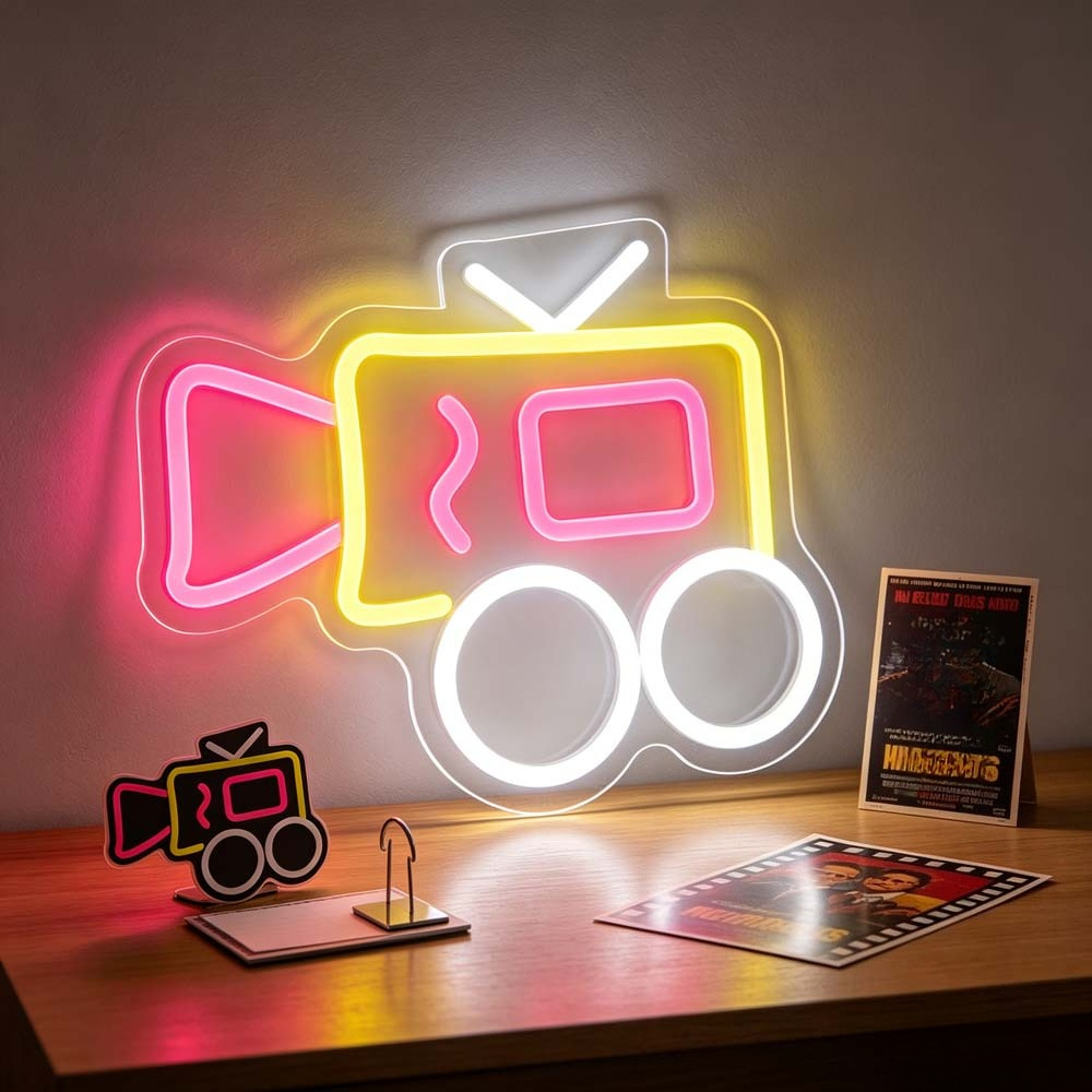 Home Cinema Gifts - Retro Movie Camera Neon Sign LED