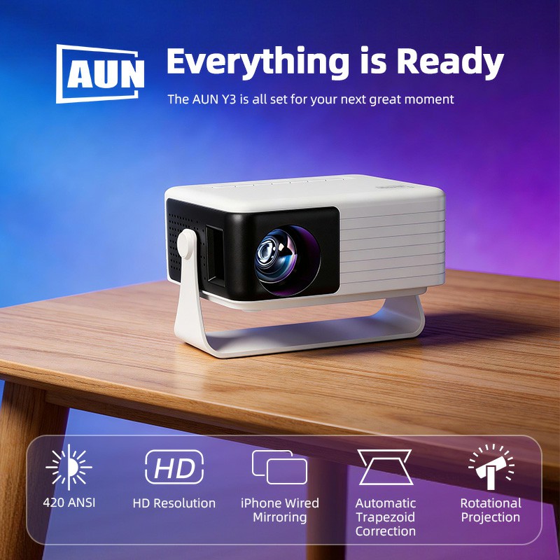 AUN Y3 MINI Projector Home The - Home Cinema Setup review and price