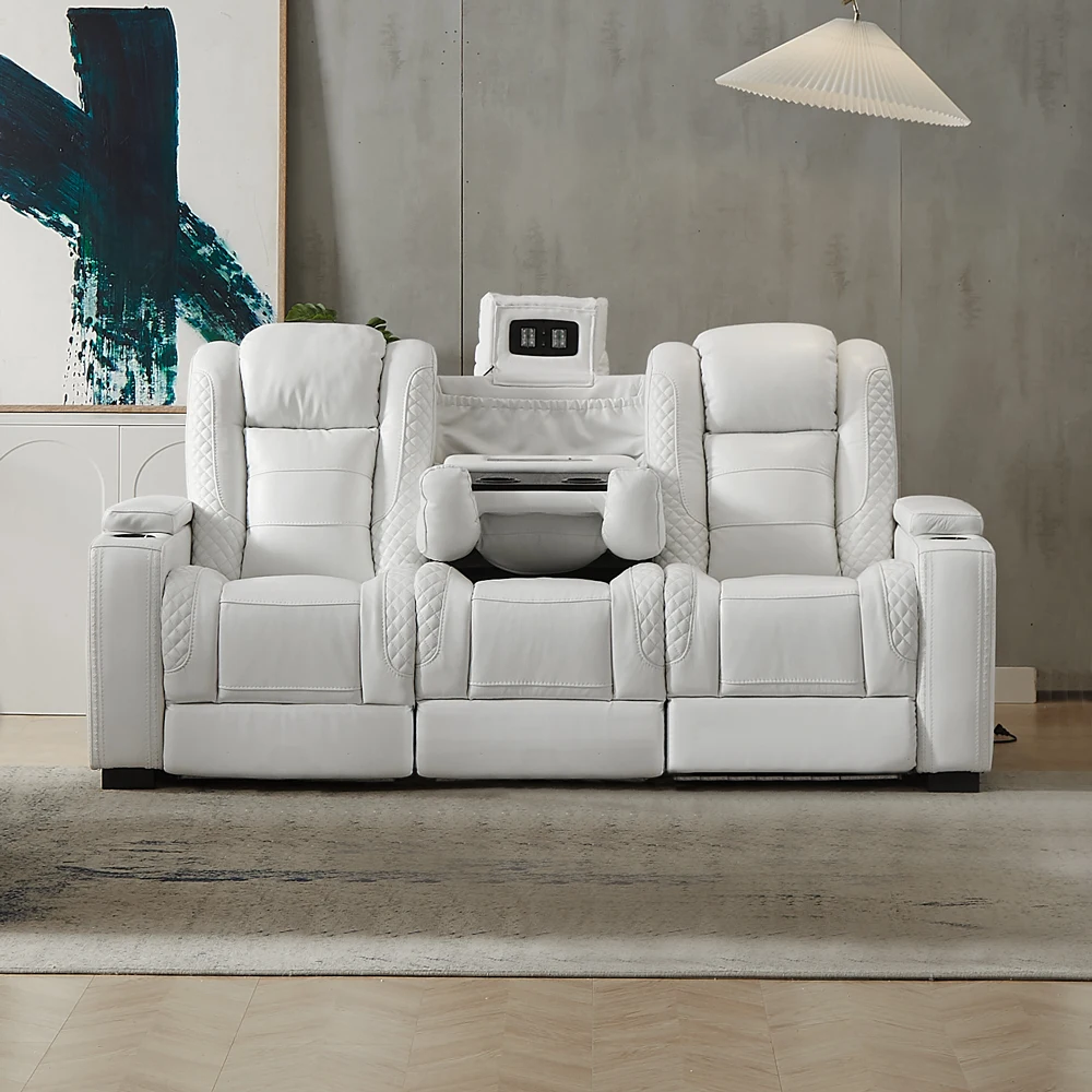 Luxury Power Recliner White Le - Home Cinema Recliners review and price