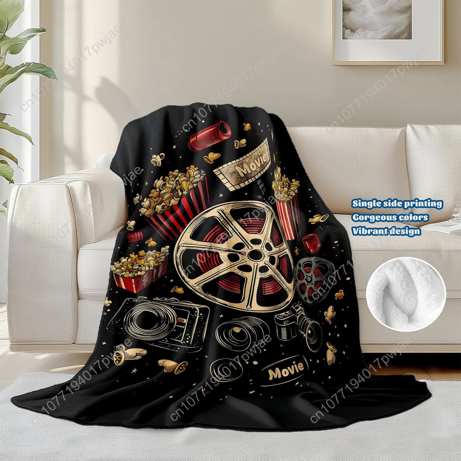 Movie Ticket Popcorn Throw Bla - Home Cinema Gifts review and price