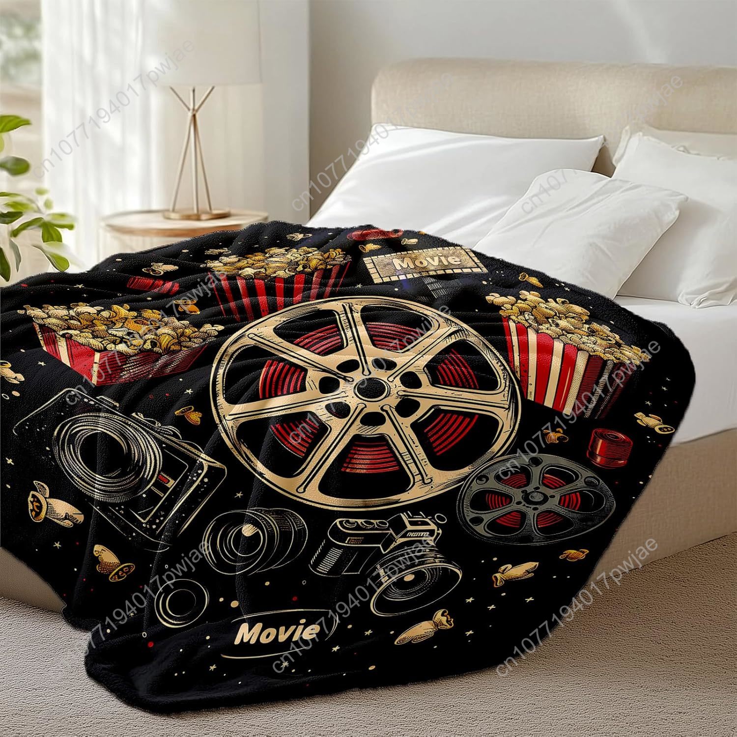 Movie Ticket Popcorn Throw Bla - Home Cinema Gifts review and price