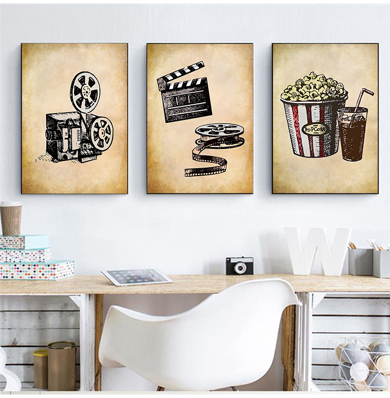 Movie Theater Vintage Art Canv - Home Cinema Room Accessories review and price