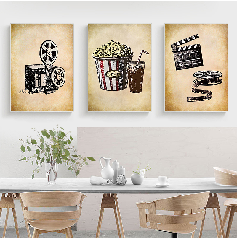 Movie Theater Vintage Art Canv - Home Cinema Room Accessories review and price