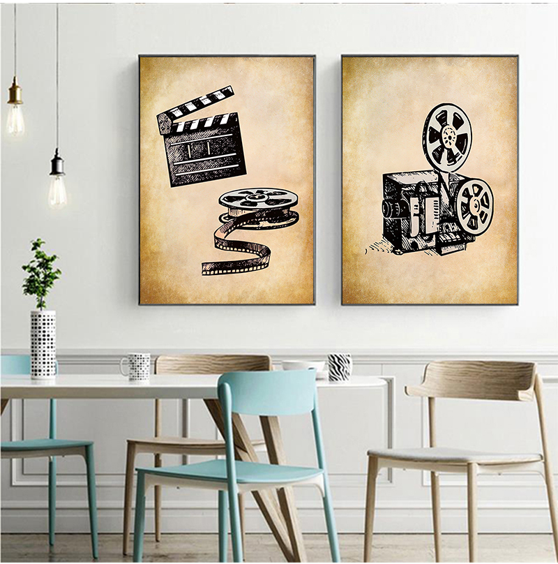 Movie Theater Vintage Art Canv - Home Cinema Room Accessories review and price