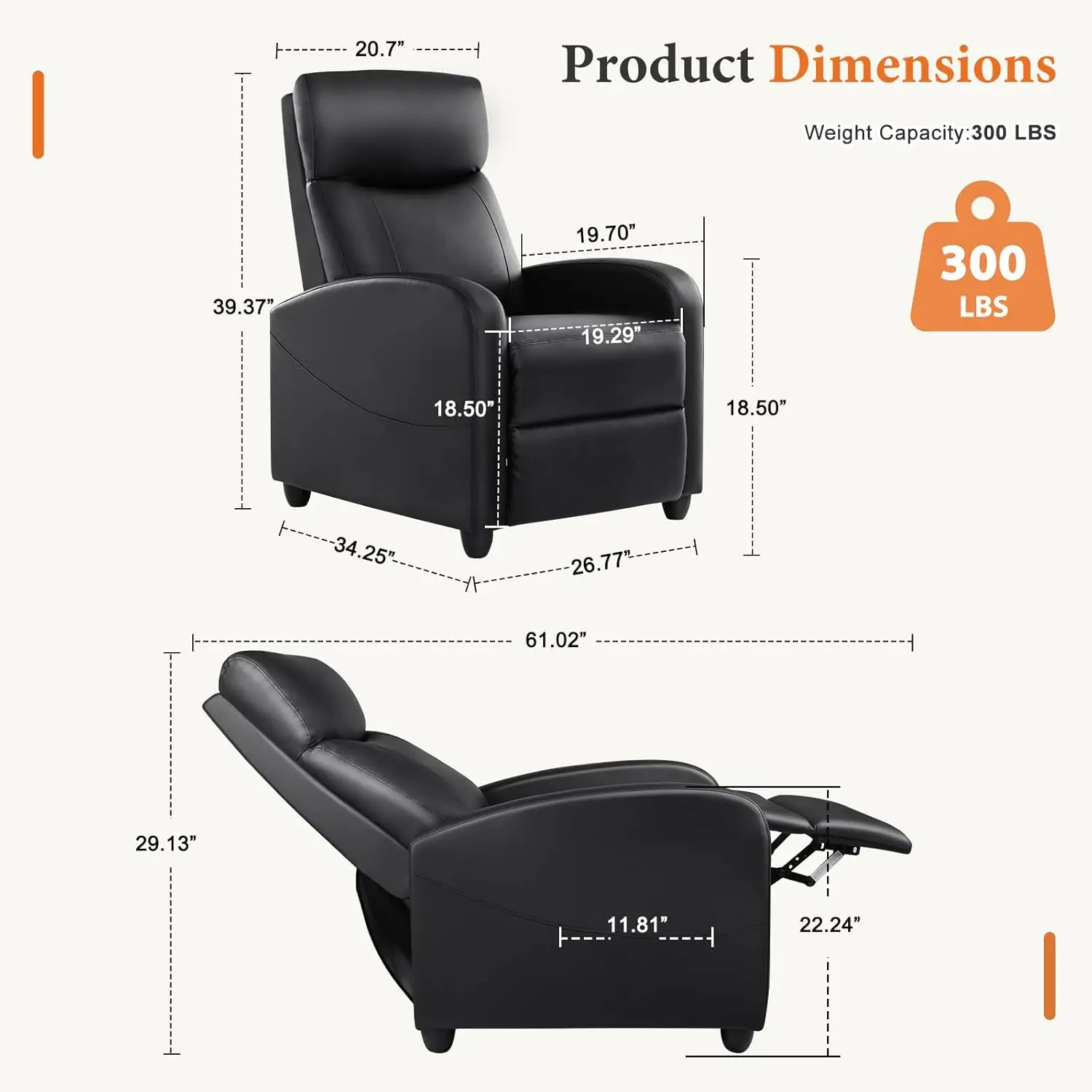 Recliner Chair PU Leather Recl - Home Cinema Recliners review and price